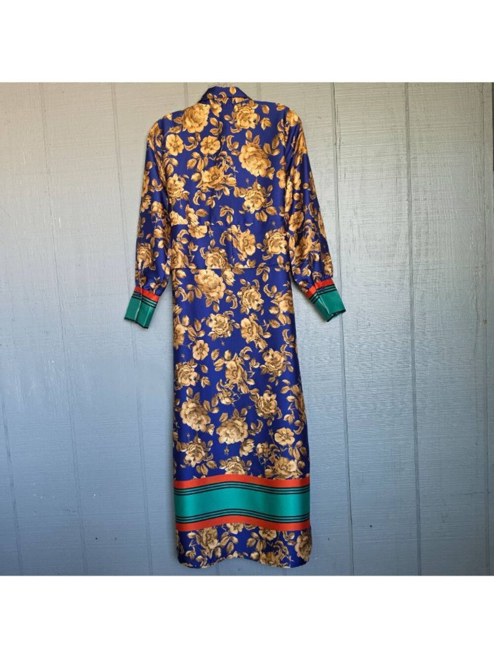 Zara Floral Maxi Shirt Long Sleeve Belted Button Front Boho Scarf Dress. Size XS - Picture 6 of 12